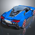 Blue Modern Sports Car With Sleek Design Red Wheels And Black Accents