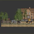 Charming Rural Self-built House With Trees Pumpkins Hay Bales And Cows