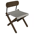 Modern Minimalist Folding Single Chair With Wooden Frame And Beige Fabric Seat