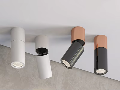 Modern Downlights And Spotlights With White Black Copper Finish For Ceiling Installation 3d model