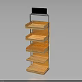 Daily Necessities Display Stand With Multiple Wooden Shelves Metal Frame And Top Signboard