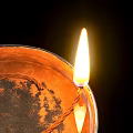 Two Metallic Vintage Candle Holders With Lit Flame For Indoor Decor