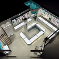 Modern Optical Store Interior With Glass Display Counters And Eyewear Frames 3d model