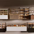 Different Styles of Bakery Display Cabinets with Glass Doors and Wooden Shelves