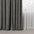 Gray Curtains With White Sheer Panels For Window In Modern Indoor Home
