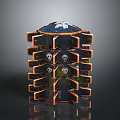 Multilayered Decorative Equipment With Skull Pattern Black Orange Structure And Top Decoration
