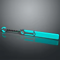 Turquoise Weapon 3D Model With Black Handle Long Blade And Shiny Reflection On Dark Background