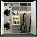Modern Bathroom Cabinet Rack with Washing Machine Dryer Cleaning Supplies and Storage Drawers