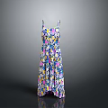 Women's Colorful Floral Print Long Dress With Spaghetti Straps And Lightweight Fabric