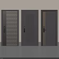 Dark Colored Security Doors with Modern Designs Textured Surfaces and Striped Patterns 3d model
