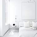 Nordic Double Bed Simple Bed 3d model