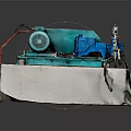 Industrial Blue Green Motor Pump Unit Mounted On Metal Base Structure 3d model