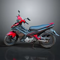 Red Sports Motorcycle With Black Leather Seat Alloy Wheels And Rear Exhaust
