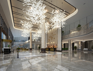 Modern Hall Hotel Lobby 3d model