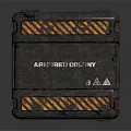 Rustic Industrial Metal Crate Featuring Orange Black Warning Stripes And Latches