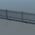Outdoor Metal Fence With Vertical Bars And Concrete Posts For Security
