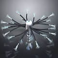 Electronic Component With Silver Sphere And Black Cables White Metal Contacts In Radial Arrangement