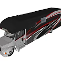 Modern RV Exterior Design With White Body Black Roof And Red Stripes