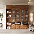 Solid Wood Bookcase American Bookcase 3d model