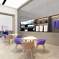 VIAUTO Car Storefront with Purple Facade and Glass Windows Displaying Vehicles in Showroom Interior