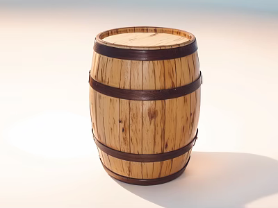 Elegant Display of Wine Bottles and Glasses with Wooden Barrel 3d model