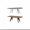 Modern Dining Table With Wooden Top And Black White Metal Legs Design