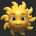 Cartoon Sun Character With Friendly Expression Big Eyes And Yellow Animated Features