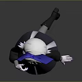 Anime Style Character With White Hair Blue Bow Black Coat And Fantasy Creature