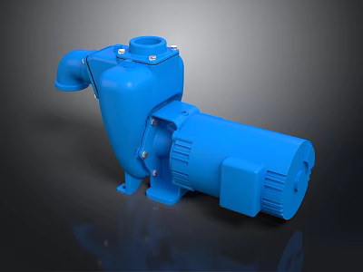 Blue Industrial Water Pump With Motor Housing And Compact Base Design 3d model