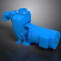 Blue Industrial Water Pump With Motor Housing And Compact Base Design
