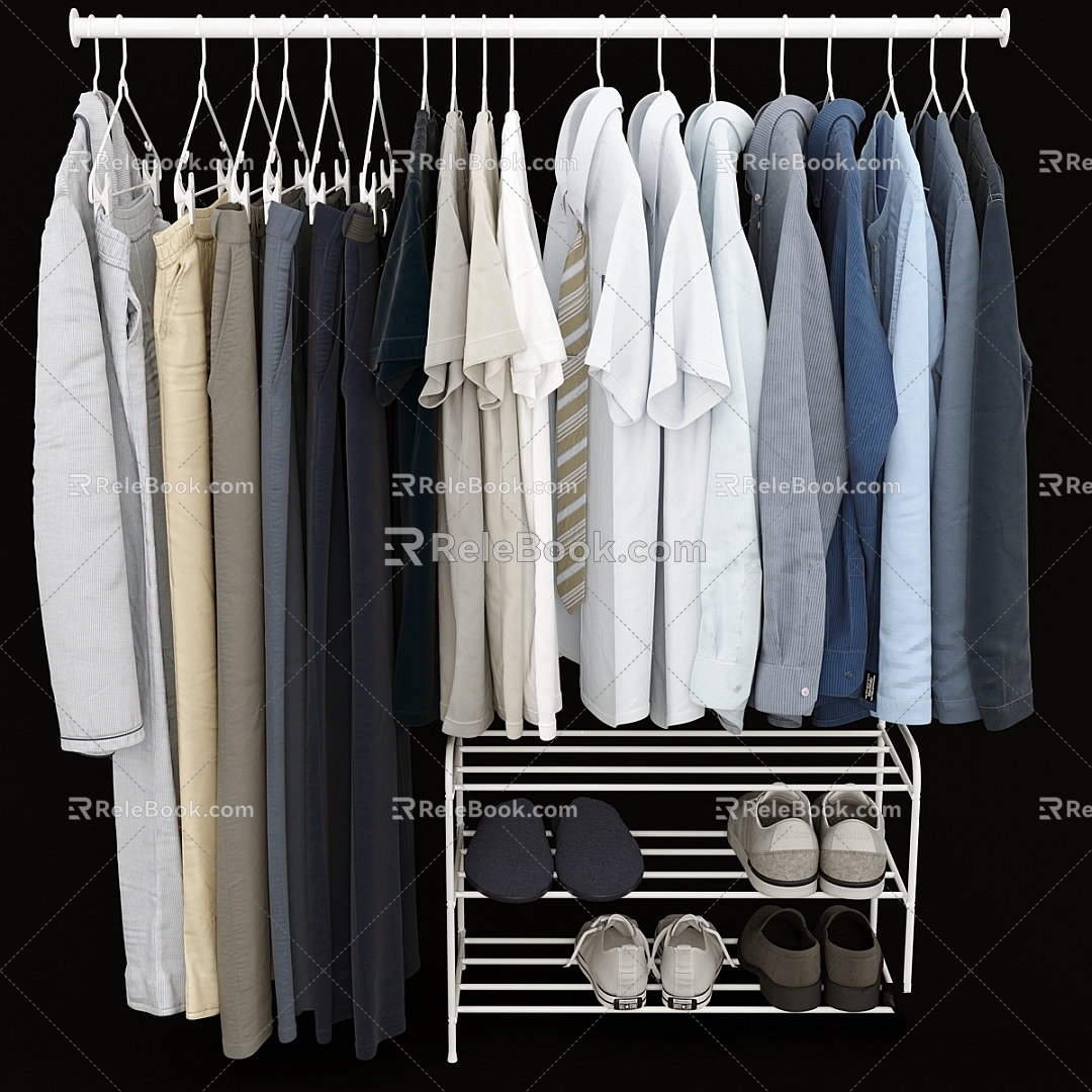 Modern Clothes Wardrobe Fabric Shirt Pants Pajamas 3d model