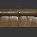 Modern Brown Leather Sofa With Metal Legs And Shiny Surface In Black Background