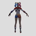 Harley Quinn Character With Pink Blue Pigtails Daddy's Lil Monster Shirt Blue Shorts Tattoos Boots