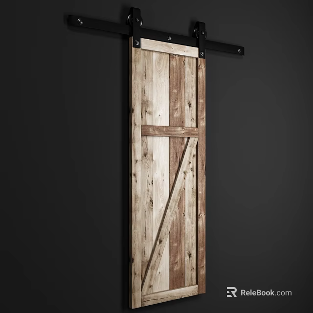 Rustic Wooden Sliding Barn Door Design For Interior Home Decor Ideas 3d model 