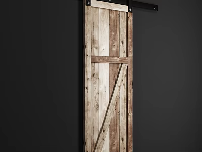 Rustic Wooden Sliding Barn Door Design For Interior Home Decor Ideas 3d model