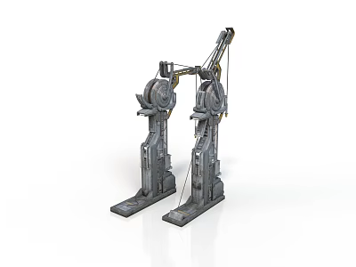 Heavy Duty Industrial Mechanical Equipment With Two Symmetric Gray Metal Arm Structures 3d model