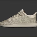 Beige Knit Casual Shoes With White Sole And Lace Up Design