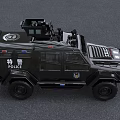 Black Armored SWAT Police Vehicle With Tactical Lights And Special Insignia