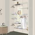 Modern Open Wardrobe With Hanging Clothes White Storage Boxes And Shelves 3d model