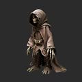 Mysterious Hooded Skeleton Game Movie Character With Brown Cloak And Sharp Claws 3d model