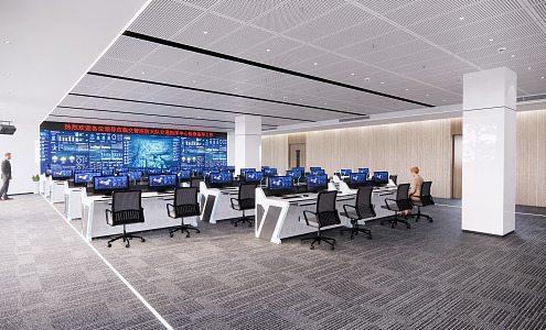 Modern Monitoring Room Traffic Dispatching Command Center 3d model