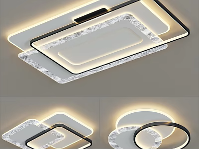 Modern Minimalist LED Ceiling Lights With Square And Round Shapes And Acrylic Shades 3d model