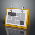 Business Office Desk Calendar With Yellow Border Metal Rings And Gray Date Squares