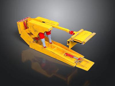 Yellow Mechanical Equipment With Extended Arm Red Components And Base 3d model