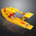 Yellow Mechanical Equipment With Extended Arm Red Components And Base
