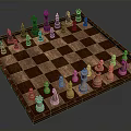 Wooden Chessboard With Black And White Pieces As Classic Household Board Game