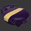 Elegant Purple Round Bed With Yellow Blanket And Decorative Pillows