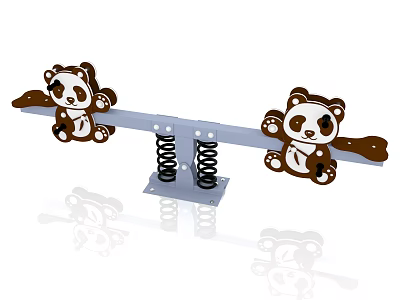 Panda Themed Seesaw With Spring Base For Children's Playground Fun 3d model