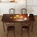 Retro Solid Wood Dining Table And Chairs Set For Cozy Home Dining Room Decoration