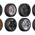 Various Stylish Car Tires With Alloy Rims In Different Colors And Designs